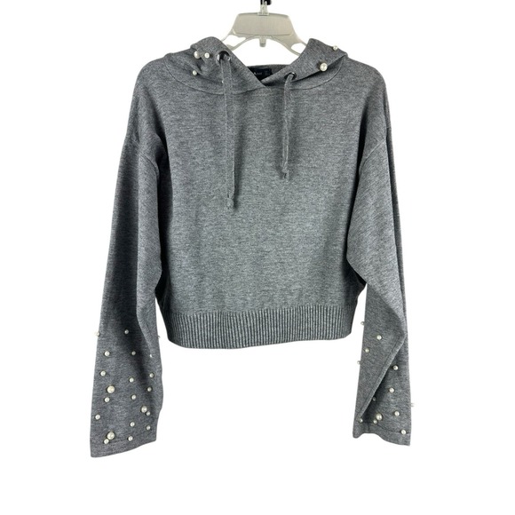 Zara Tops - Zara Women's Sz S Cropped Hoodie Pearls Soft Girl Quiet Luxury Parisian